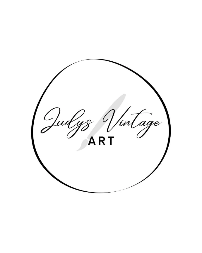 Logo von Judys Vintage Art; filigrane Schrift mit Pinsel