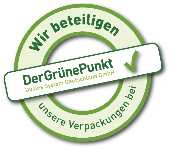 Der Grüne Punkt Onlinelabel von Der Grüne Punkt, als Veranschaulichung, dass sich Blätterwerk am dualen System für Verpackungen beteiligt.