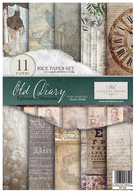 Old Diary - Ephemeral Moments | Reispapier Set | ITD Collection