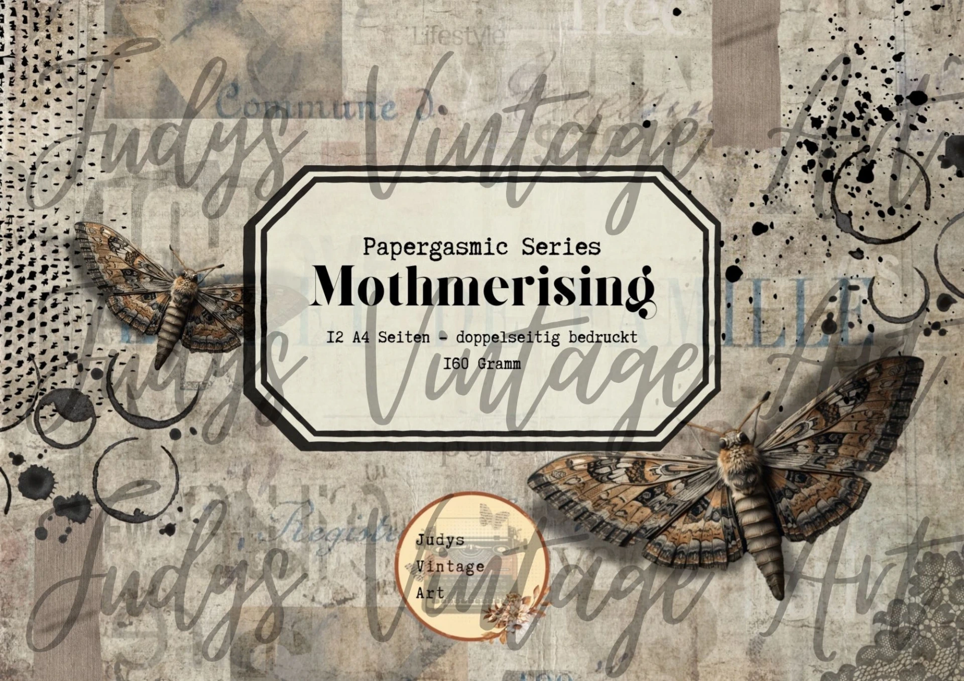 Mothmerising Papierset | Judys Vintage Art